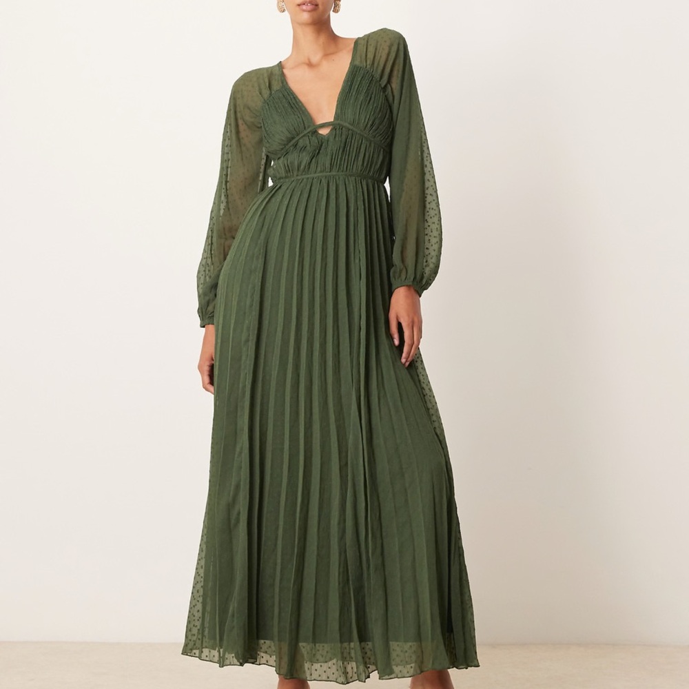ASOS Olive Long Sleeve Maxi Dress